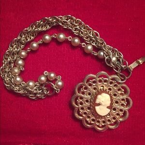 Vintage cameo charm bracelet
